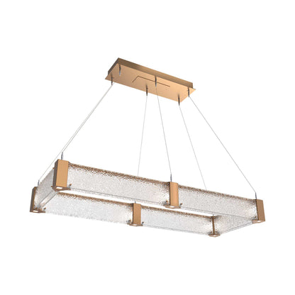 Parallel Rectangular Linear LED Chandelier in Novel Brass/Crystal Rimelight Blown Glass (48-Inch).