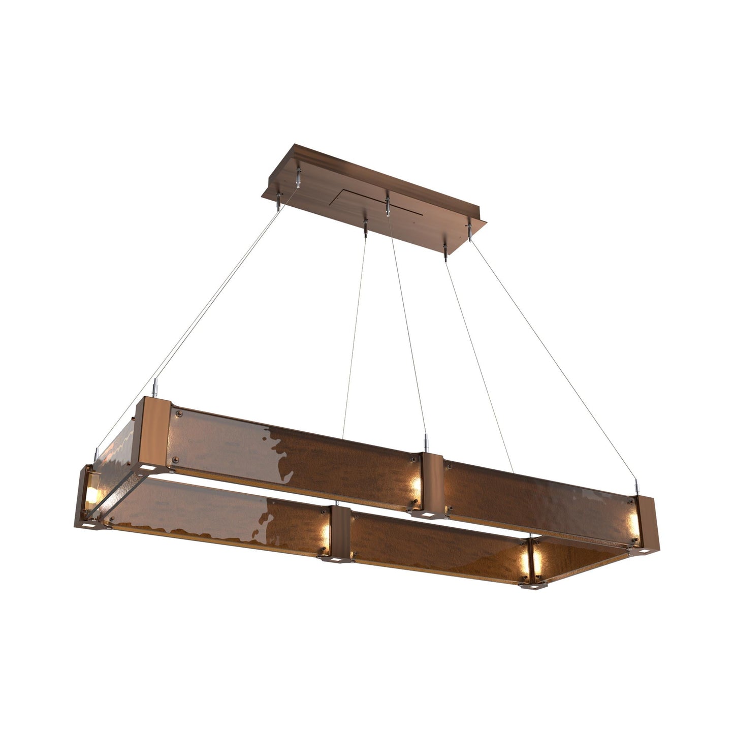 Parallel Rectangular Linear LED Chandelier in Oil Rubbed Bronze/Bronze Granite Blown Glass (48-Inch).