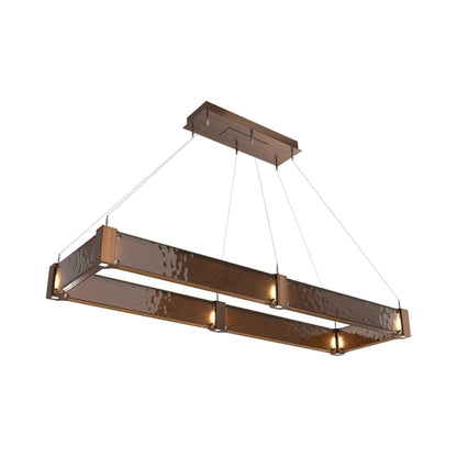 Parallel Rectangular Linear LED Chandelier in Oil Rubbed Bronze/Bronze Granite Blown Glass (60-Inch).