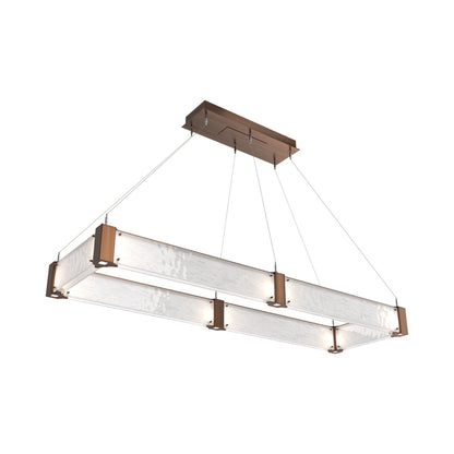 Parallel Rectangular Linear LED Chandelier in Oil Rubbed Bronze/Clear Granite Blown Glass (60-Inch).
