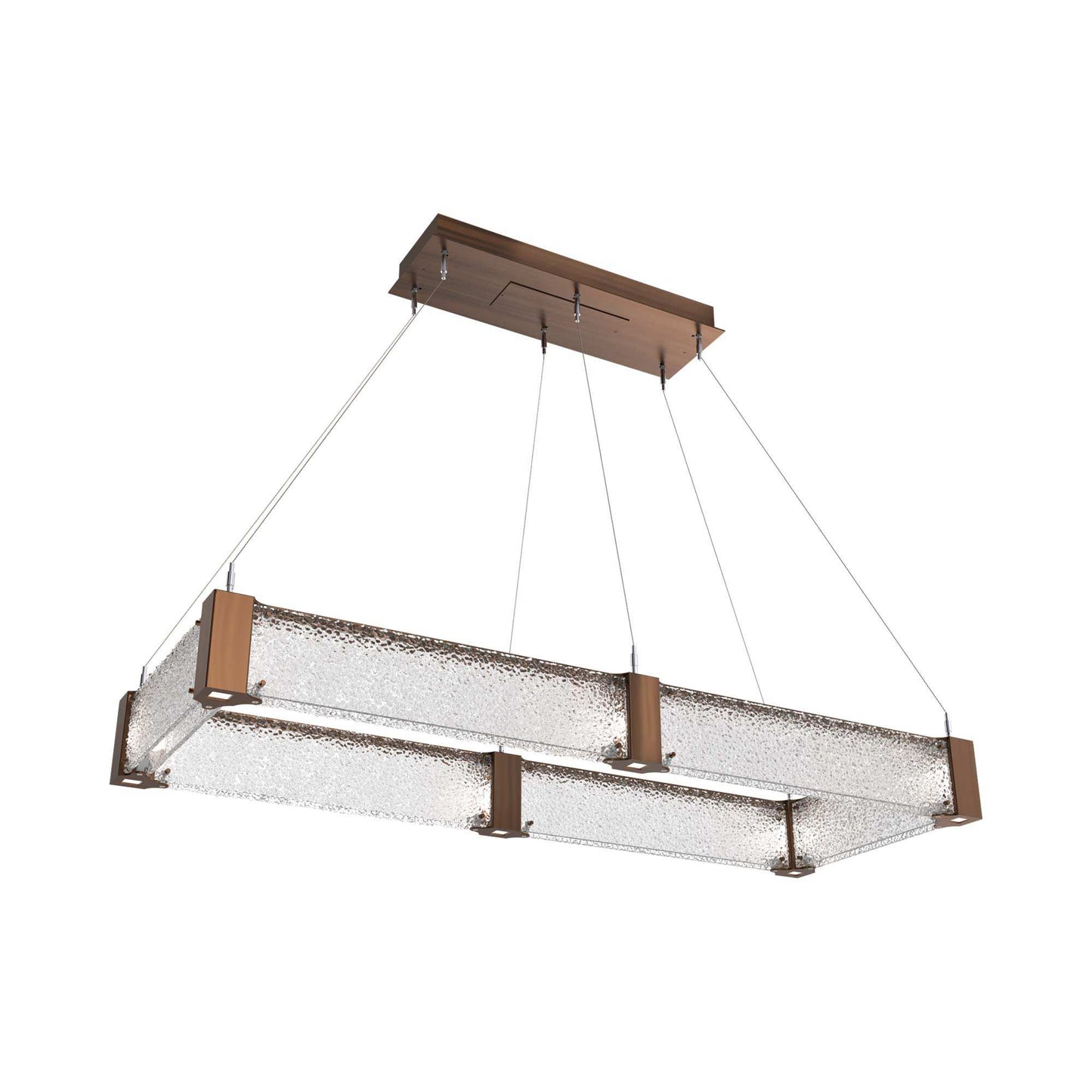 Parallel Rectangular Linear LED Chandelier in Oil Rubbed Bronze/Crystal Rimelight Blown Glass (48-Inch).