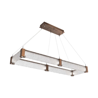 Parallel Rectangular Linear LED Chandelier in Oil Rubbed Bronze/Crystal Rimelight Blown Glass (60-Inch).