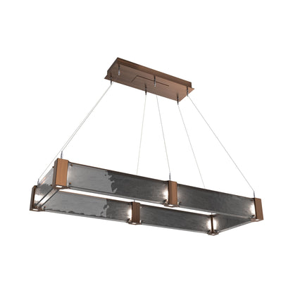 Parallel Rectangular Linear LED Chandelier in Oil Rubbed Bronze/Smoke Granite Blown Glass (48-Inch).