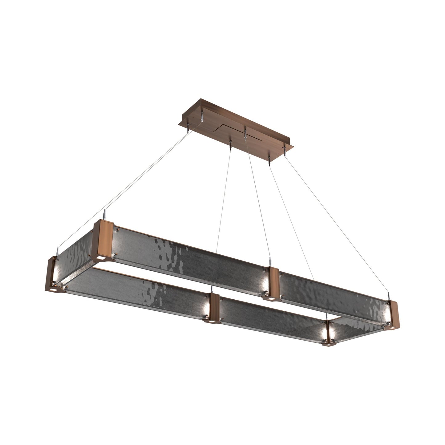 Parallel Rectangular Linear LED Chandelier in Oil Rubbed Bronze/Smoke Granite Blown Glass (60-Inch).