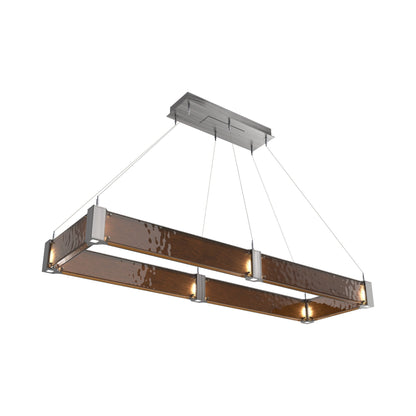 Parallel Rectangular Linear LED Chandelier in Satin Nickel/Bronze Granite Blown Glass (60-Inch).