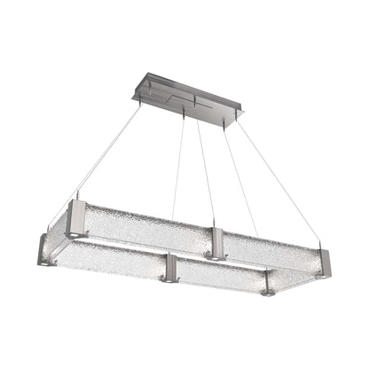 Parallel Rectangular Linear LED Chandelier in Satin Nickel/Crystal Rimelight Blown Glass (48-Inch).