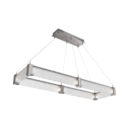Parallel Rectangular Linear LED Chandelier in Satin Nickel/Crystal Rimelight Blown Glass (60-Inch).