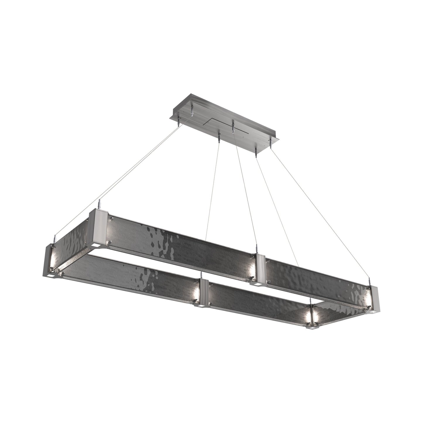 Parallel Rectangular Linear LED Chandelier in Satin Nickel/Smoke Granite Blown Glass (60-Inch).