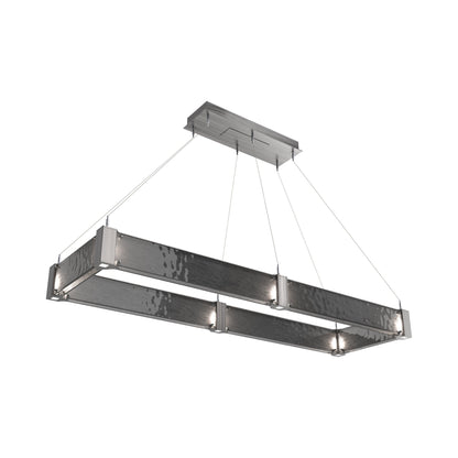 Parallel Rectangular Linear LED Chandelier in Satin Nickel/Smoke Granite Blown Glass (60-Inch).