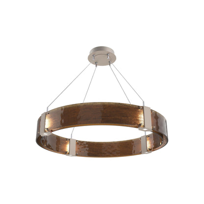 Parallel Ring LED Chandelier in Beige Silver/Bronze Granite Blown Glass (32.6-Inch).
