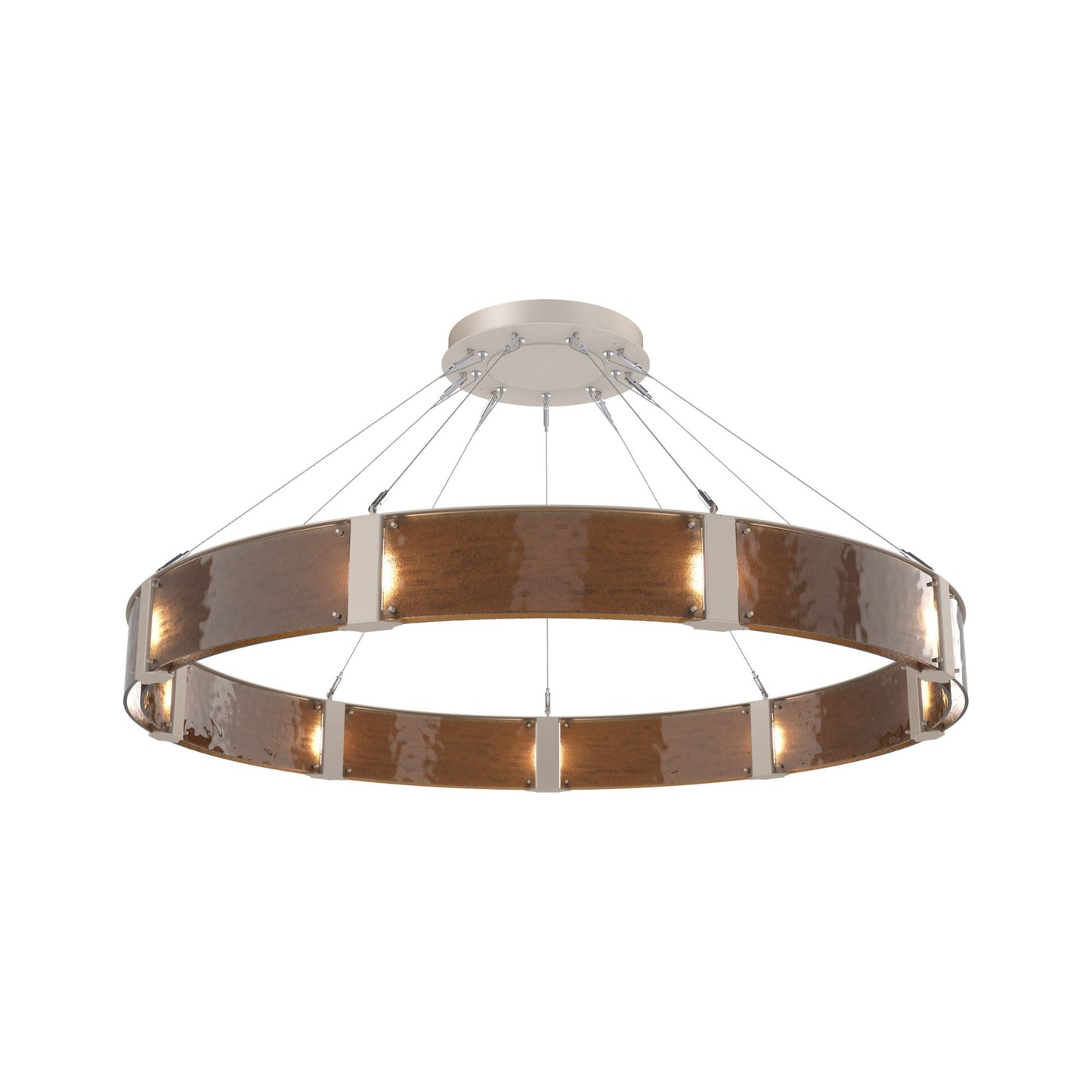 Parallel Ring LED Chandelier in Beige Silver/Bronze Granite Blown Glass (60-Inch).