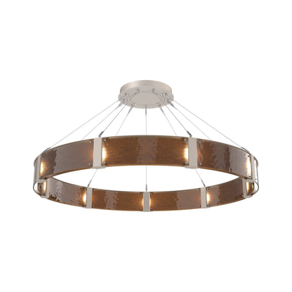 Parallel Ring LED Chandelier in Beige Silver/Bronze Granite Blown Glass (60-Inch).