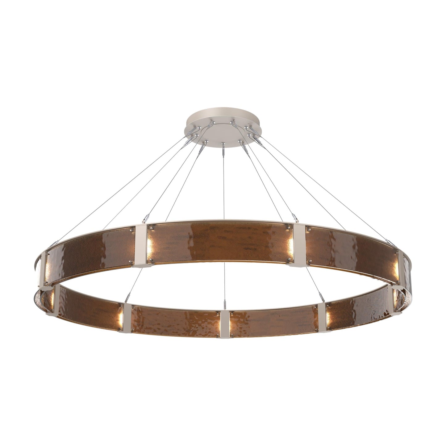 Parallel Ring LED Chandelier in Beige Silver/Bronze Granite Blown Glass (72-Inch).