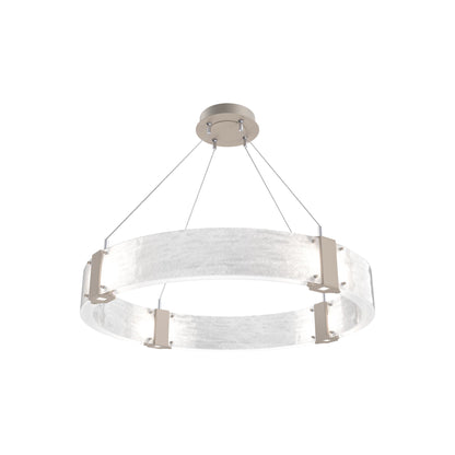 Parallel Ring LED Chandelier in Beige Silver/Clear Granite Blown Glass (32.6-Inch).