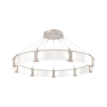 Parallel Ring LED Chandelier in Beige Silver/Clear Granite Blown Glass (60-Inch).