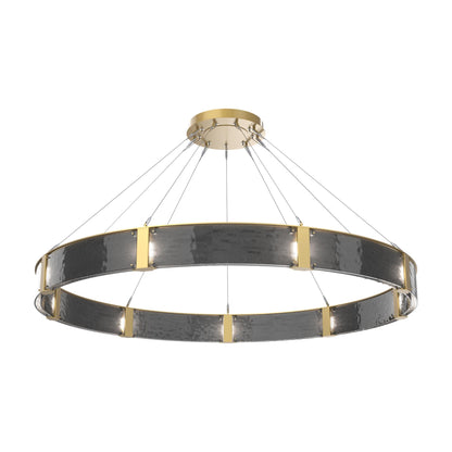 Parallel Ring LED Chandelier in Gilded Brass/Smoke Granite Blown Glass (72-Inch).