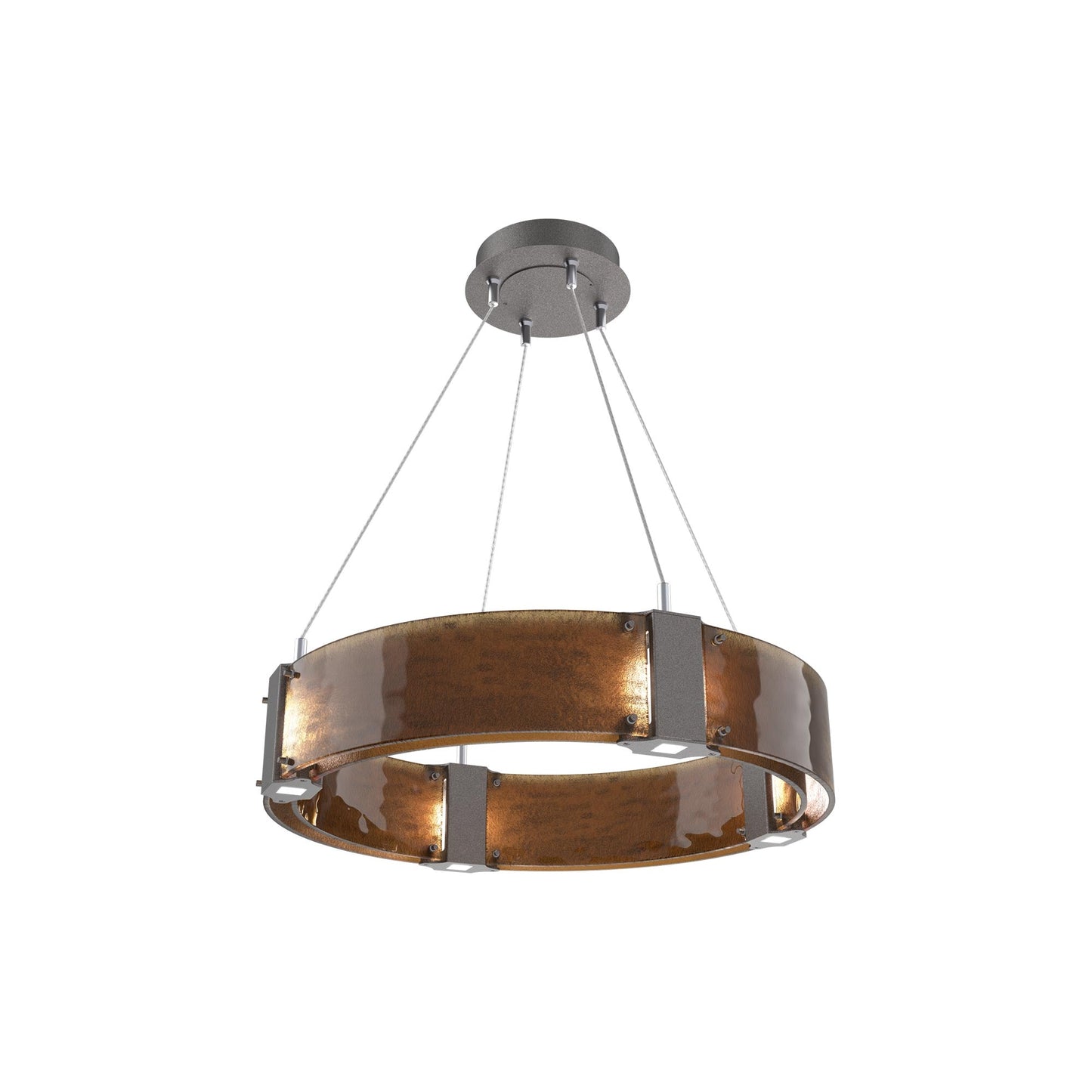 Parallel Ring LED Chandelier in Graphite/Bronze Granite Blown Glass (23.9-Inch).