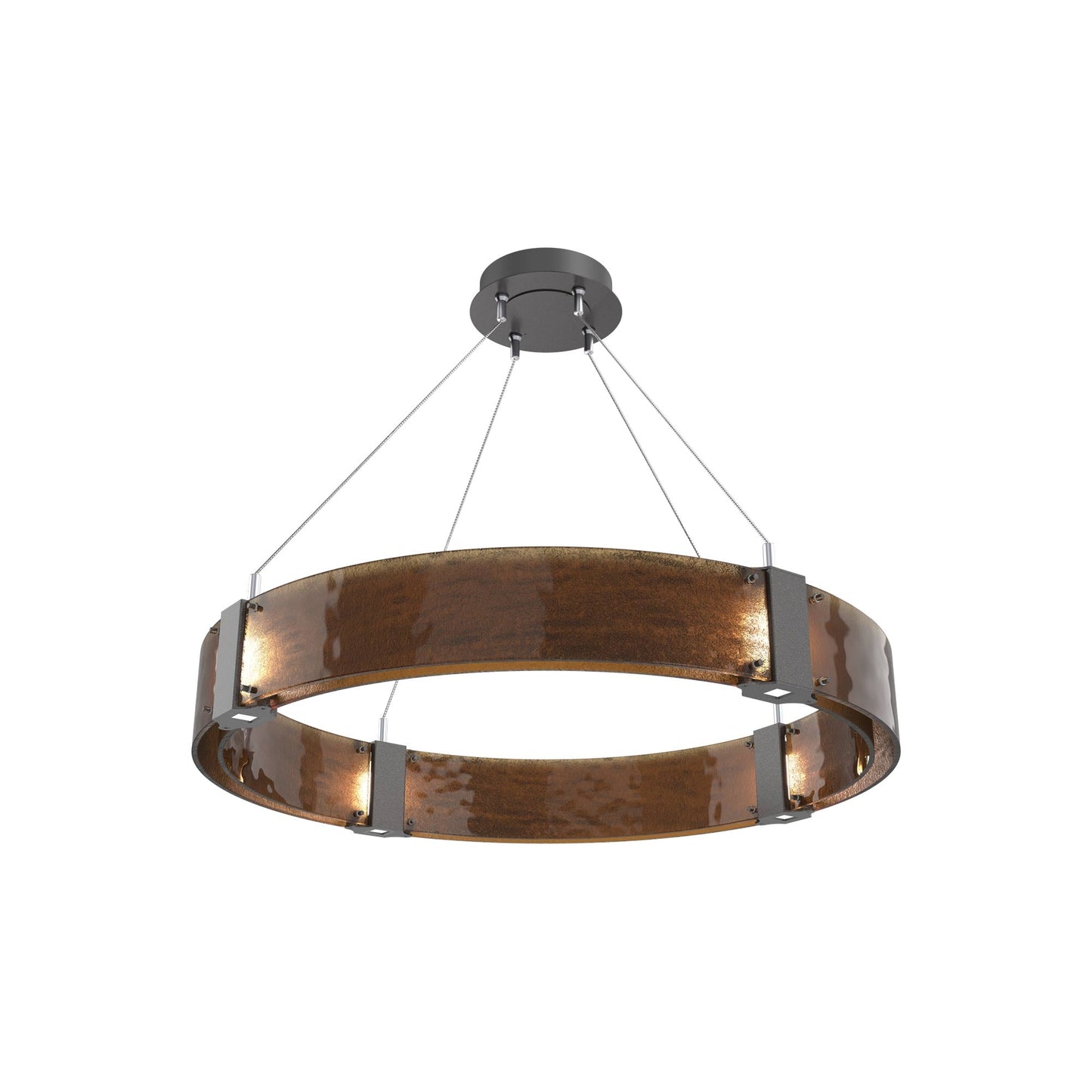 Parallel Ring LED Chandelier in Graphite/Bronze Granite Blown Glass (32.6-Inch).