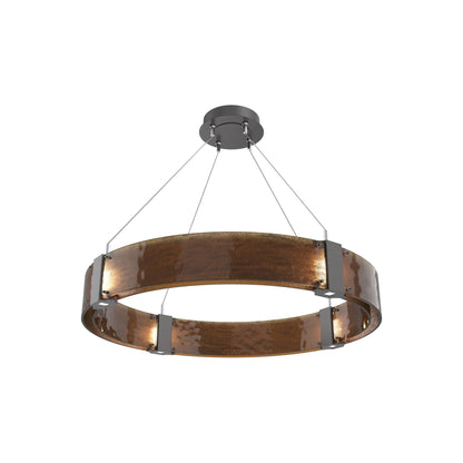 Parallel Ring LED Chandelier in Graphite/Bronze Granite Blown Glass (32.6-Inch).