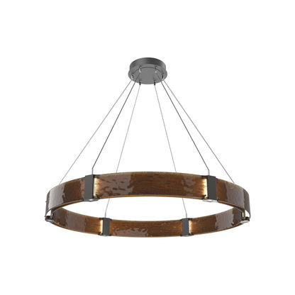 Parallel Ring LED Chandelier in Graphite/Bronze Granite Blown Glass (48-Inch).