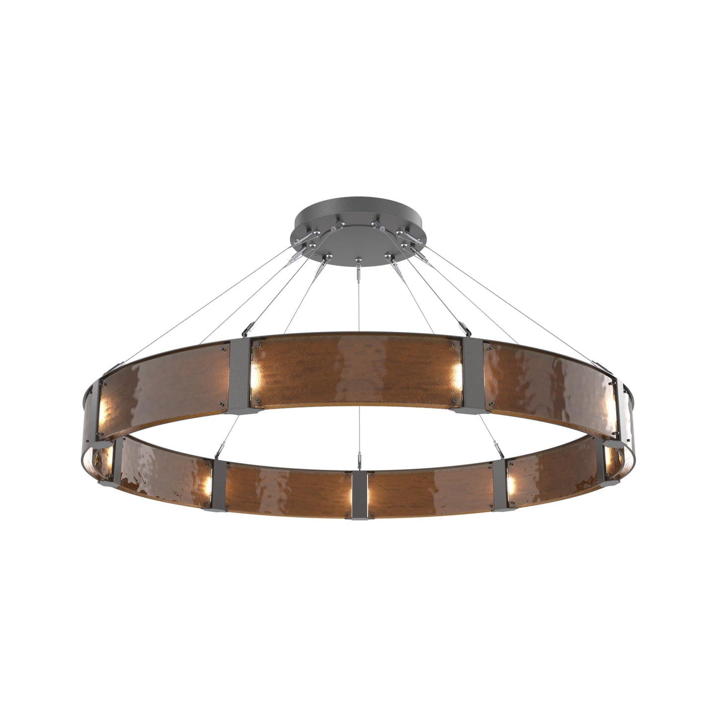 Parallel Ring LED Chandelier in Graphite/Bronze Granite Blown Glass (60-Inch).