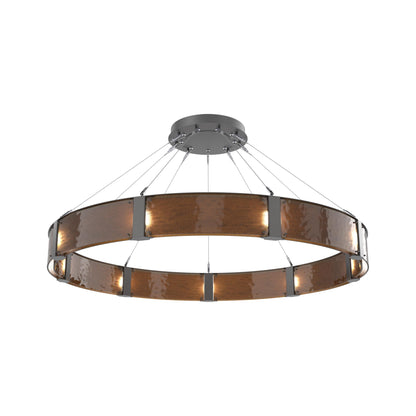 Parallel Ring LED Chandelier in Graphite/Bronze Granite Blown Glass (60-Inch).