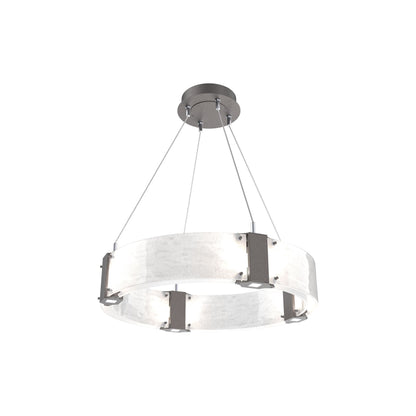 Parallel Ring LED Chandelier in Graphite/Clear Granite Blown Glass (23.9-Inch).