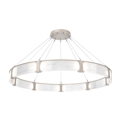 Parallel Ring LED Chandelier in Beige Silver/Clear Granite Blown Glass (72-Inch).