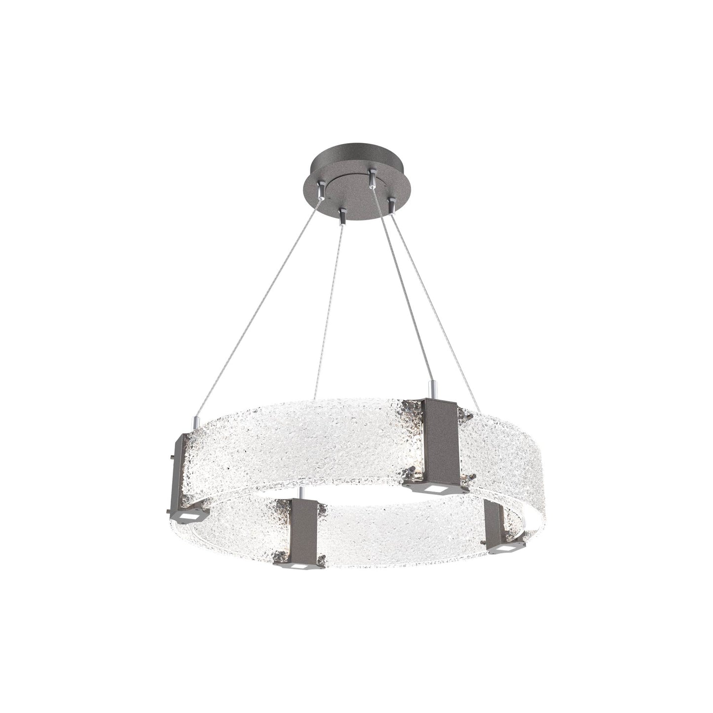Parallel Ring LED Chandelier in Graphite/Crystal Rimelight Blown Glass (23.9-Inch).
