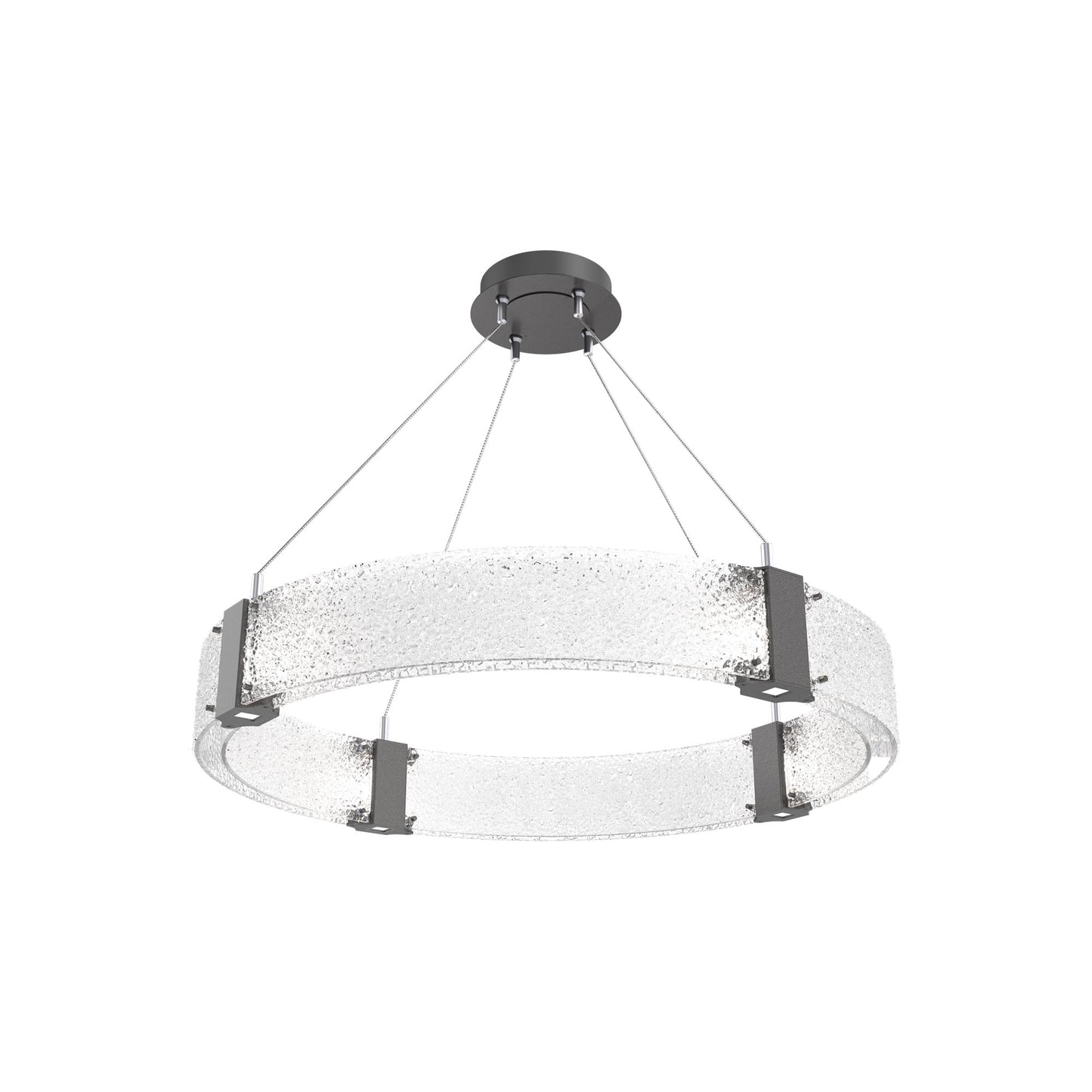 Parallel Ring LED Chandelier in Graphite/Crystal Rimelight Blown Glass (32.6-Inch).