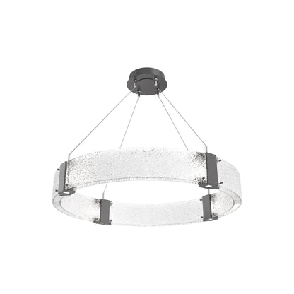 Parallel Ring LED Chandelier in Graphite/Crystal Rimelight Blown Glass (32.6-Inch).