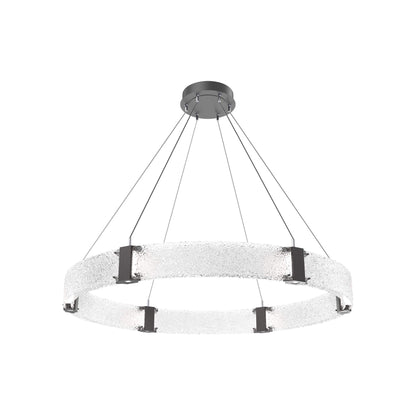 Parallel Ring LED Chandelier in Graphite/Crystal Rimelight Blown Glass (48-Inch).