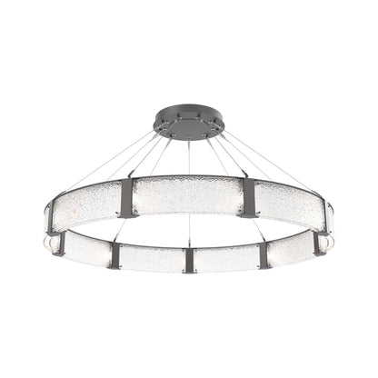 Parallel Ring LED Chandelier in Graphite/Crystal Rimelight Blown Glass (60-Inch).