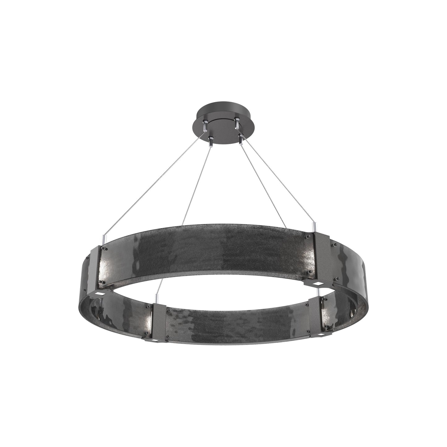 Parallel Ring LED Chandelier in Graphite/Smoke Granite Blown Glass (32.6-Inch).