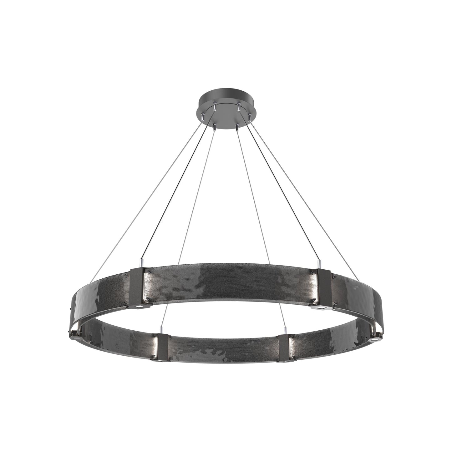Parallel Ring LED Chandelier in Graphite/Smoke Granite Blown Glass (48-Inch).