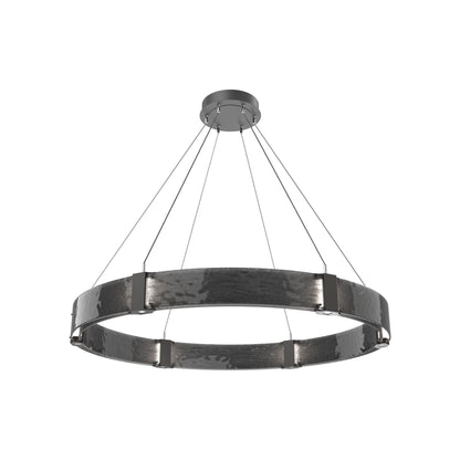 Parallel Ring LED Chandelier in Graphite/Smoke Granite Blown Glass (48-Inch).