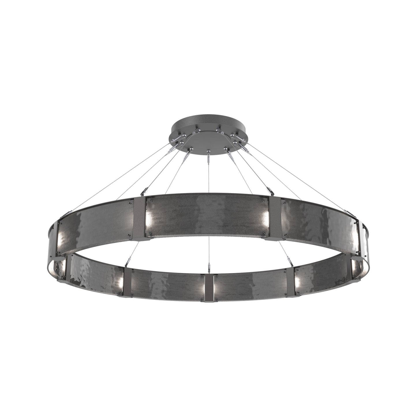 Parallel Ring LED Chandelier in Graphite/Smoke Granite Blown Glass (60-Inch).