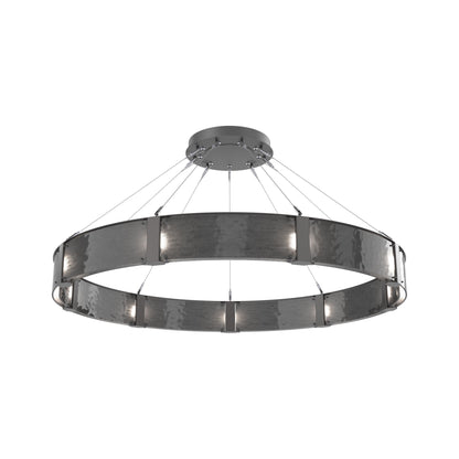 Parallel Ring LED Chandelier in Graphite/Smoke Granite Blown Glass (60-Inch).