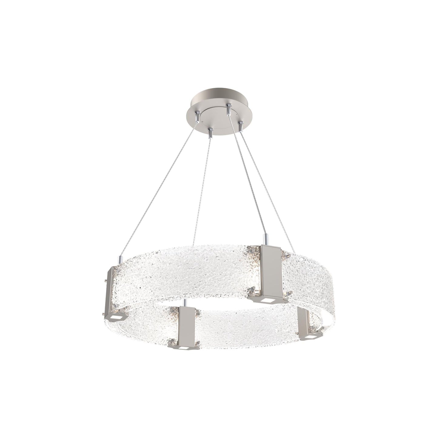 Parallel Ring LED Chandelier in Beige Silver/Crystal Rimelight Blown Glass (23.9-Inch).