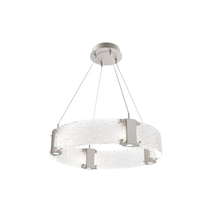 Parallel Ring LED Chandelier in Beige Silver/Crystal Rimelight Blown Glass (23.9-Inch).