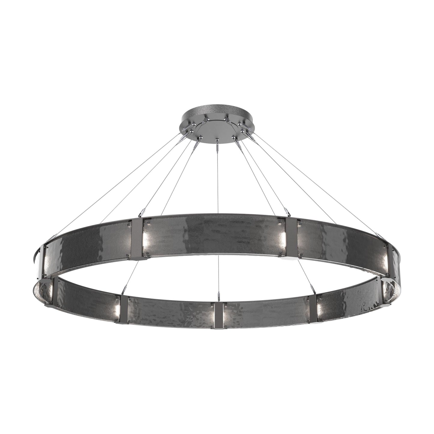 Parallel Ring LED Chandelier in Graphite/Smoke Granite Blown Glass (72-Inch).