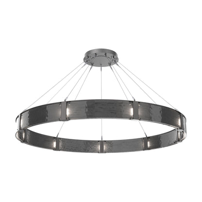 Parallel Ring LED Chandelier in Graphite/Smoke Granite Blown Glass (72-Inch).