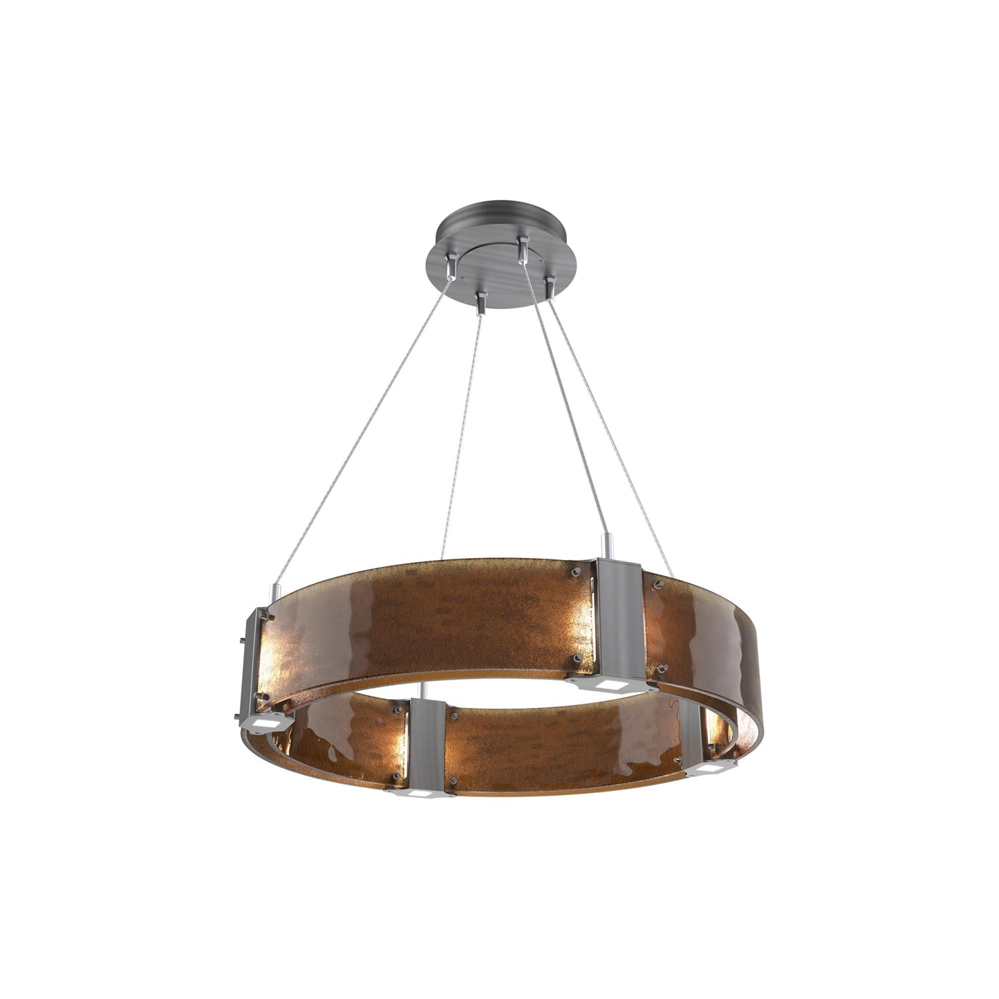 Parallel Ring LED Chandelier in Gunmetal/Bronze Granite Blown Glass (23.9-Inch).