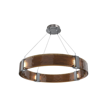 Parallel Ring LED Chandelier in Gunmetal/Bronze Granite Blown Glass (32.6-Inch).
