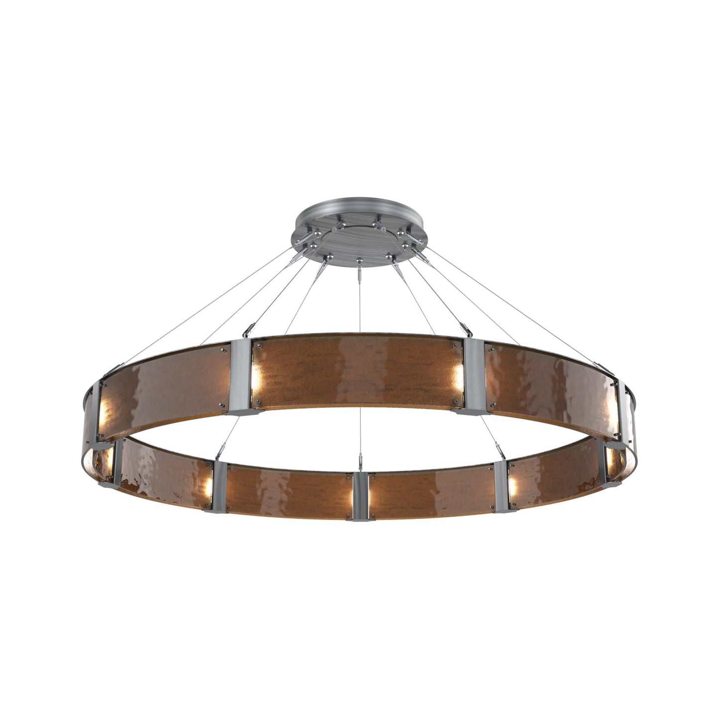 Parallel Ring LED Chandelier in Gunmetal/Bronze Granite Blown Glass (60-Inch).