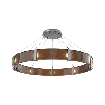Parallel Ring LED Chandelier in Gunmetal/Bronze Granite Blown Glass (60-Inch).