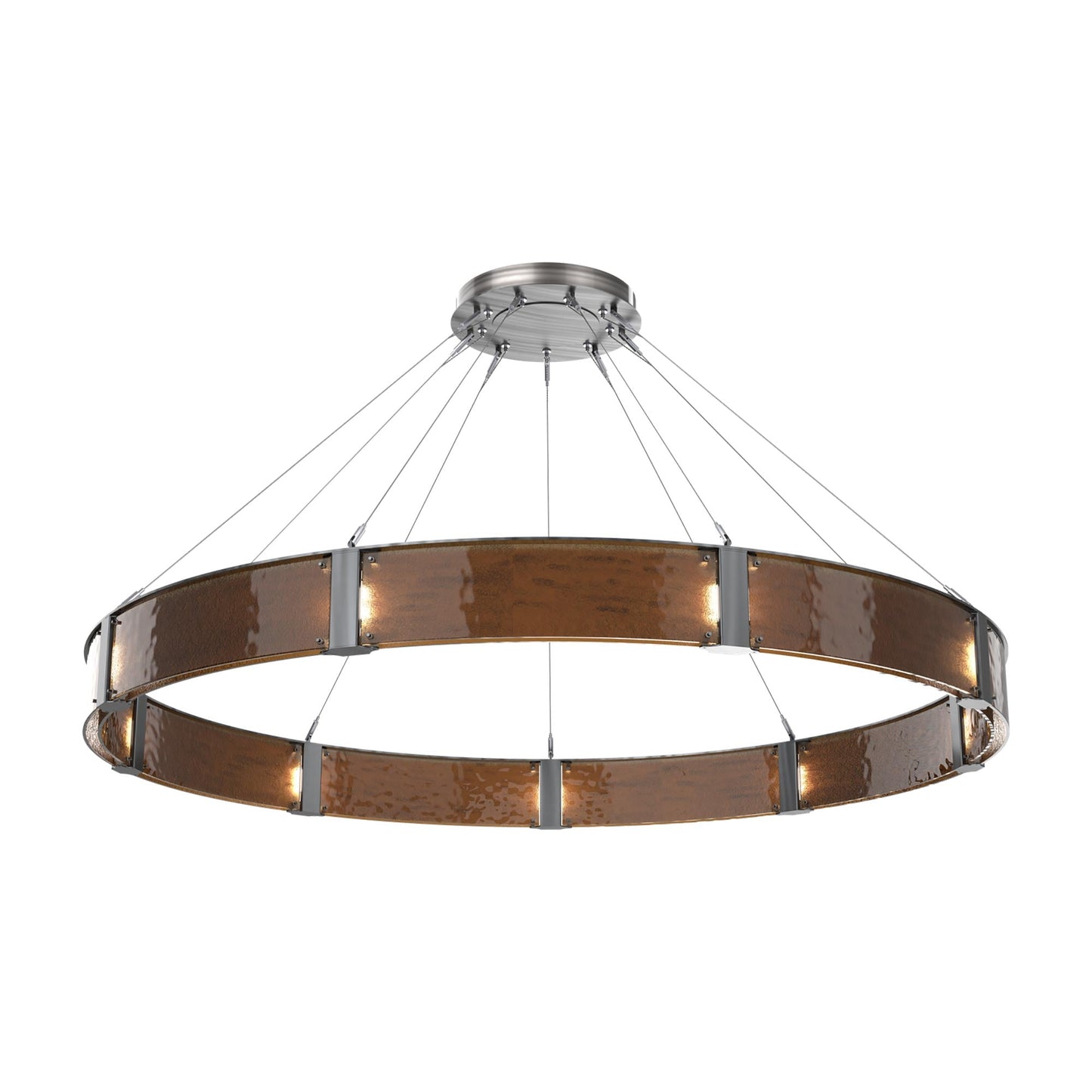 Parallel Ring LED Chandelier in Gunmetal/Bronze Granite Blown Glass (72-Inch).