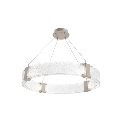 Parallel Ring LED Chandelier in Beige Silver/Crystal Rimelight Blown Glass (32.6-Inch).