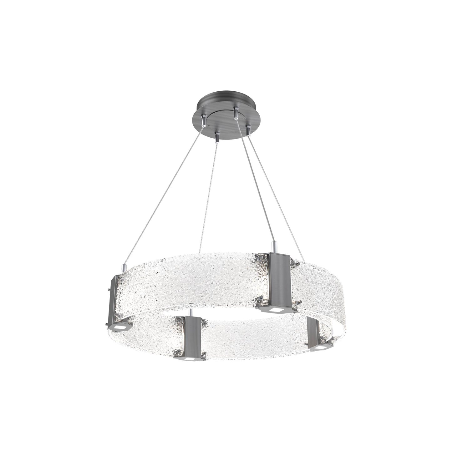 Parallel Ring LED Chandelier in Gunmetal/Crystal Rimelight Blown Glass (23.9-Inch).