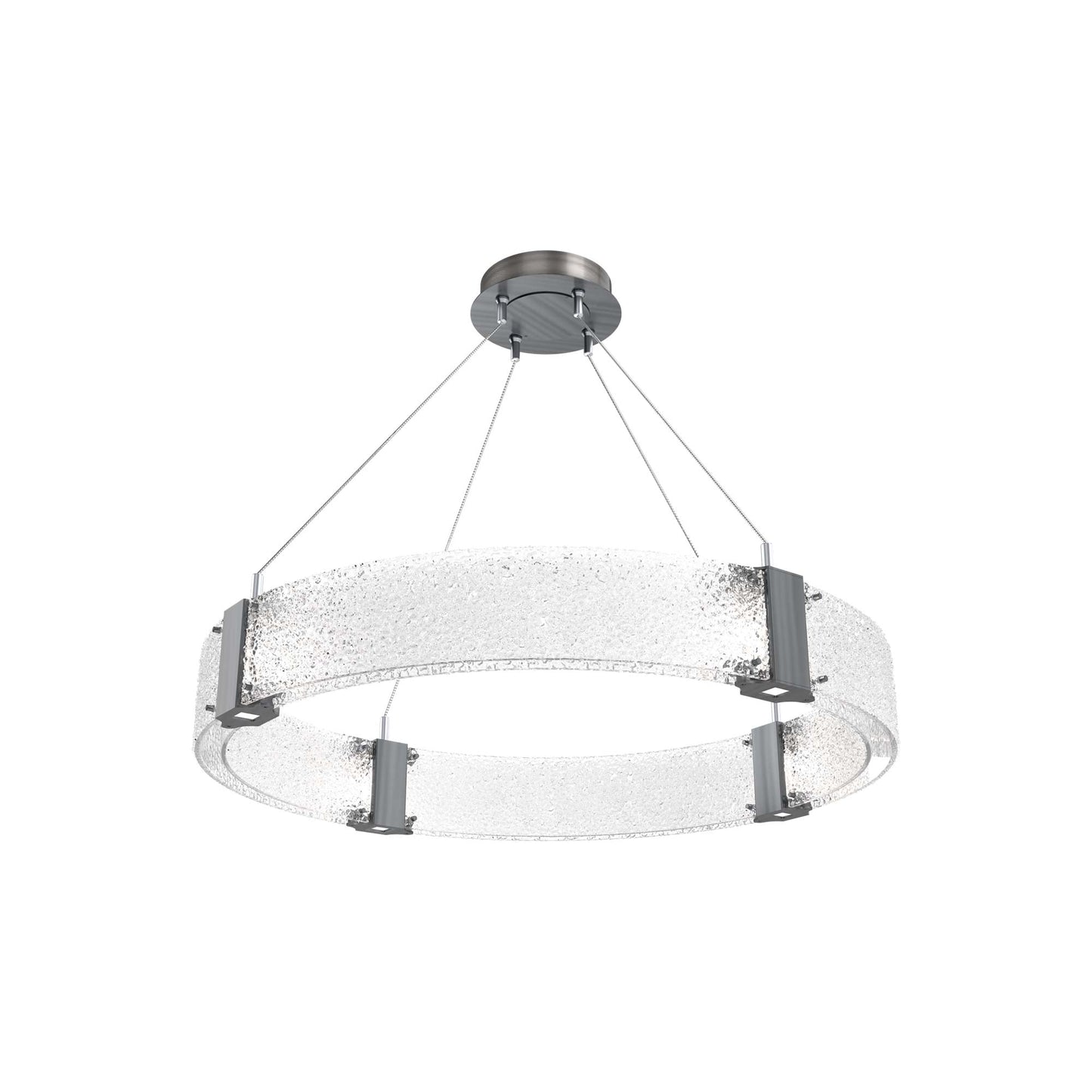 Parallel Ring LED Chandelier in Gunmetal/Crystal Rimelight Blown Glass (32.6-Inch).